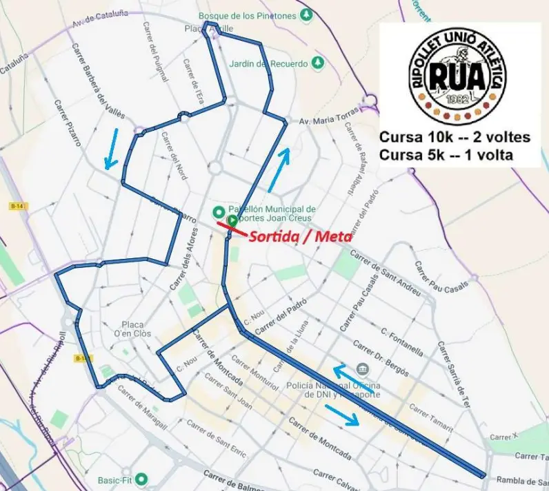 Map showing the race route