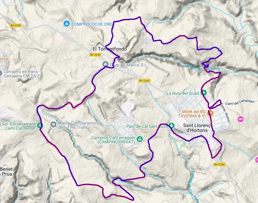 Map showing the race route